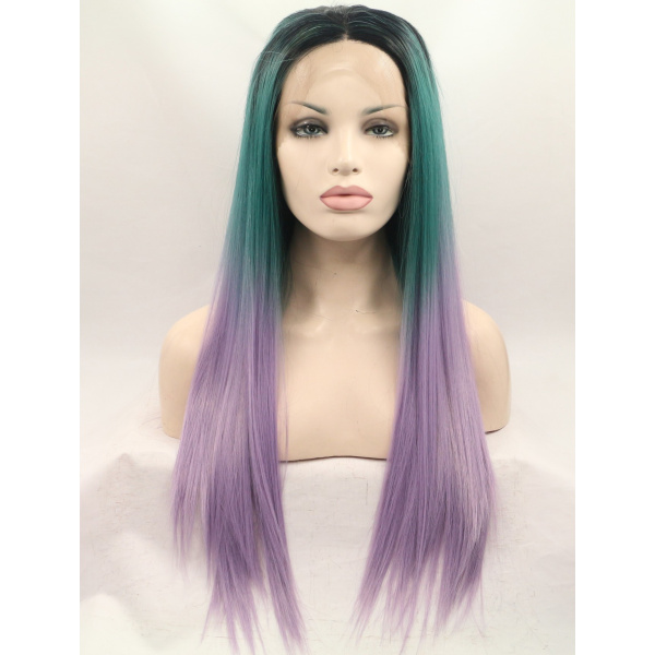 Good 26 Inches Without Bangs Straight Colorful Wigs Lace Front